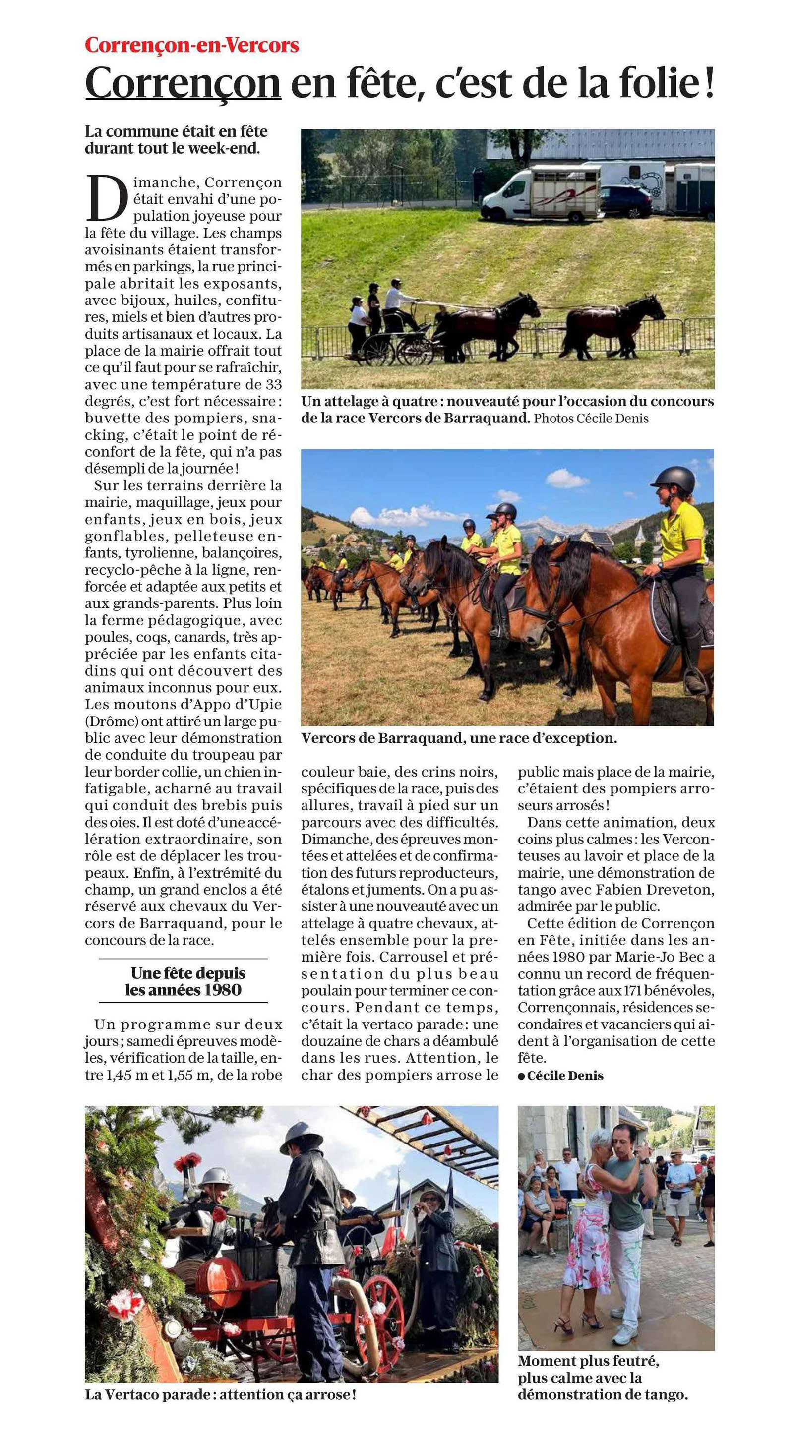article du DL sur Correncon en fête et le 10e concours race CVB